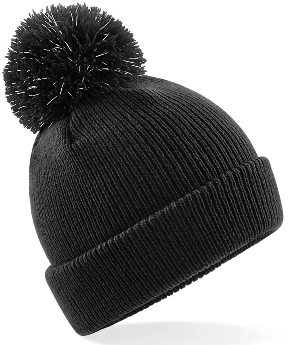 Junior reflective bobble beanie in Black