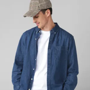 Wool blend check cap