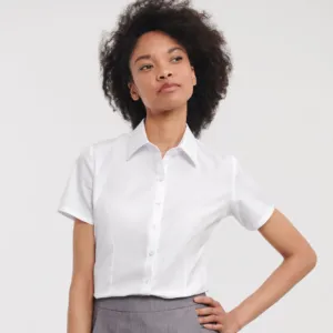 Women's short sleeve herringbone shirt