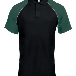 Polo baseball contrast polo shirt in Black/Light Grey/Green