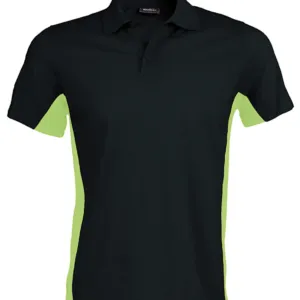 Flags short sleeve bi-colour polo shirt in Black/Lime