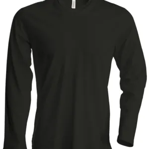 Men's long-sleeved crew neck T-shirt in Black