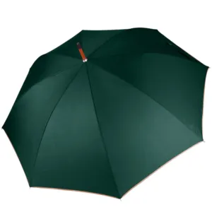 Auto open wooden umbrella in Bottle/Beige