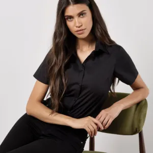 Women's poplin shirt short sleeve