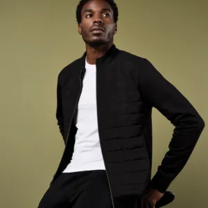 Regular fit quilted full-zip sweatshirt