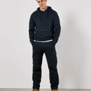 Regular fit piqué hoodie with zipped pocket