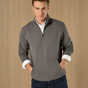 Regular fit 1/4-zip piqué sweatshirt