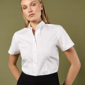 Women's corporate Oxford blouse short-sleeved (tailored fit)