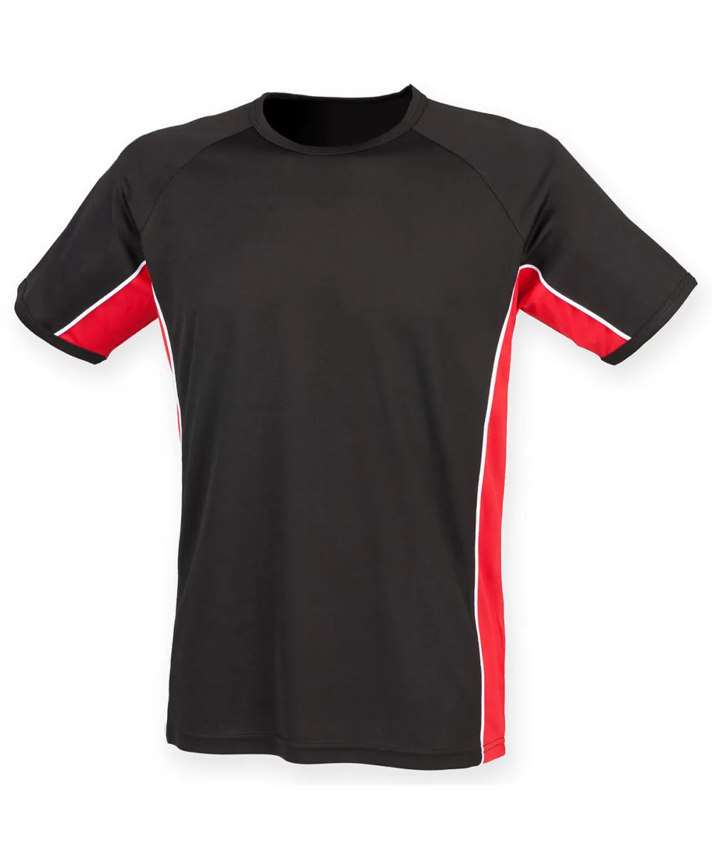 Performance panel t-shirt in Black/Red/White