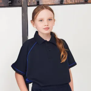 Kids piped performance polo
