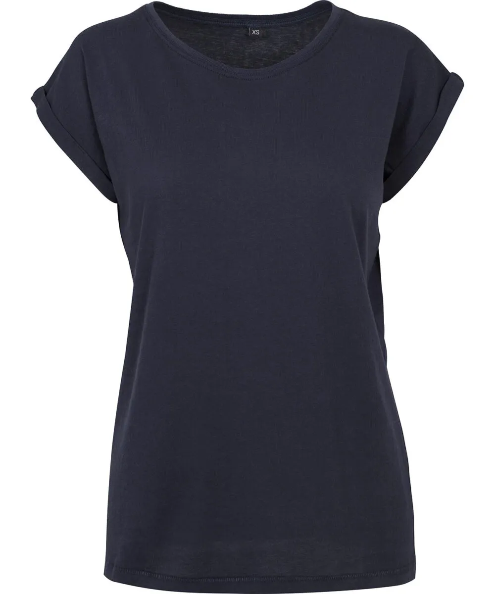 Women’s regular extended shoulder tee in Navy