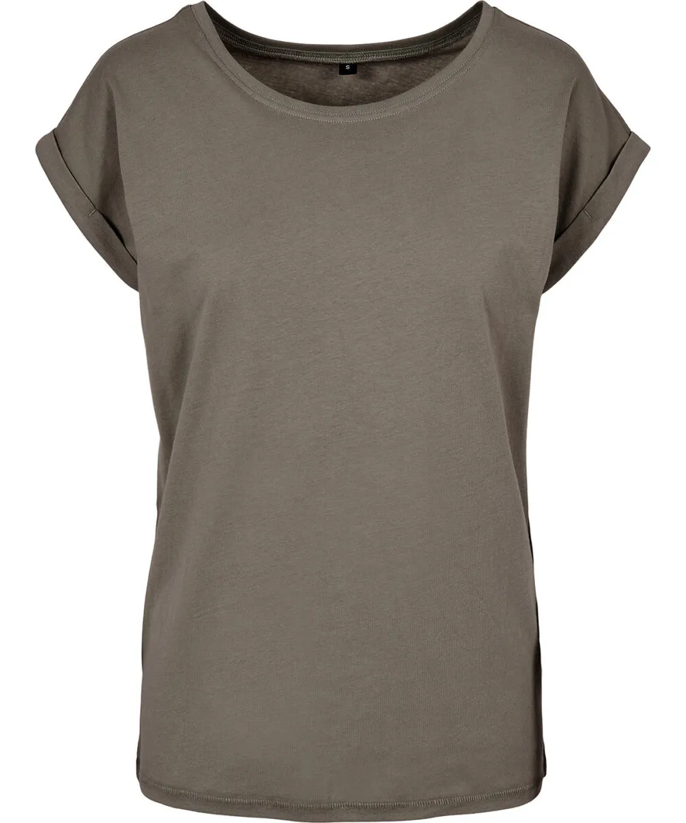 Women’s regular extended shoulder tee in Pale Olive