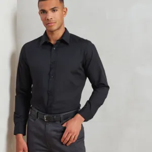 Poplin fitted long sleeve shirt