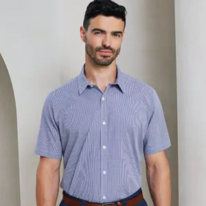 Microcheck (Gingham) short sleeve cotton shirt