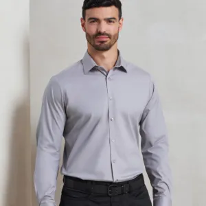 Stretch fit cotton poplin long sleeve shirt