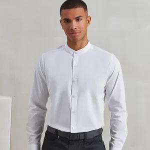 Banded collar grandad long sleeve shirt