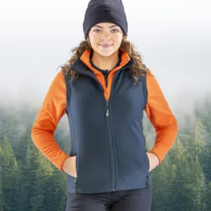 Womens printable softshell bodywarmer with recycled fleece inner