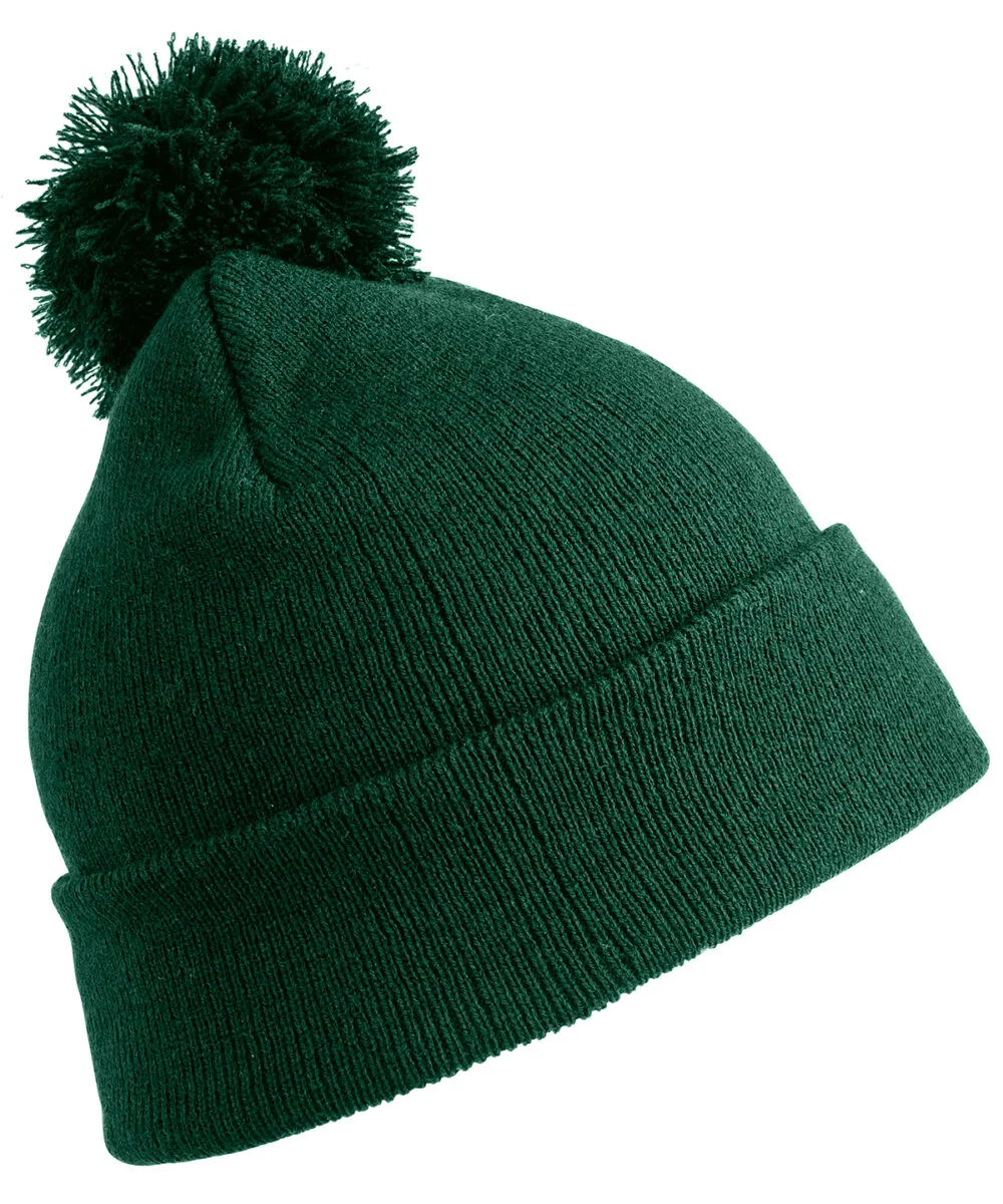 Junior pom pom beanie in Bottle Green