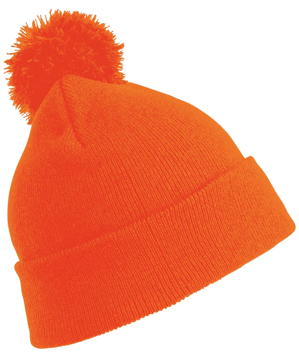 Junior pom pom beanie in Flo Orange