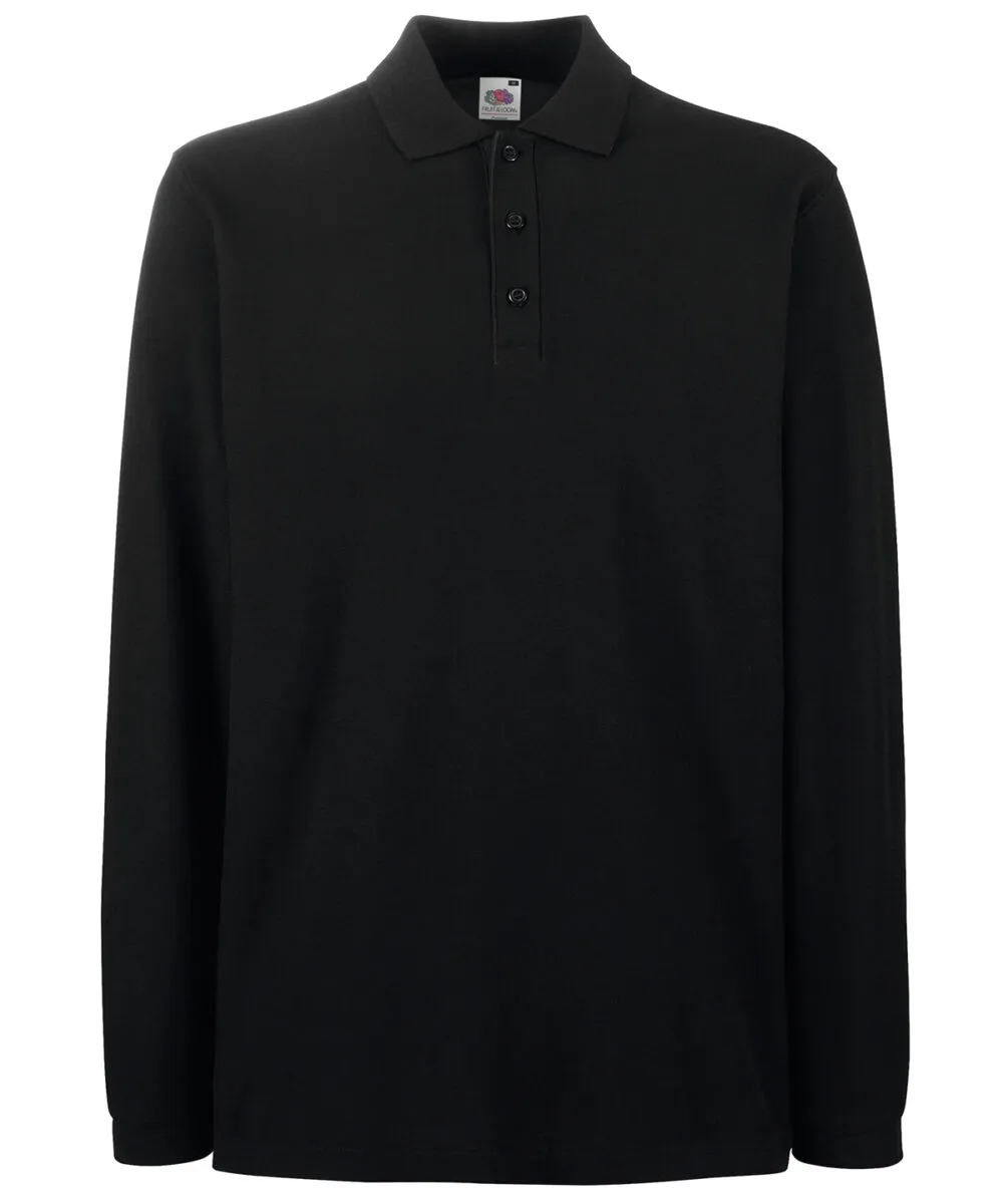 Premium long sleeve polo in Black
