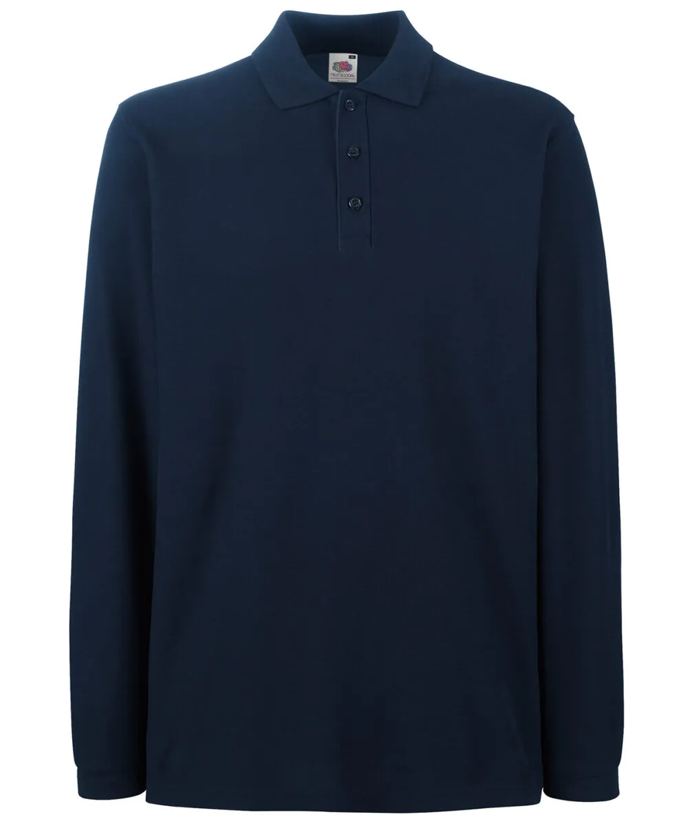 Premium long sleeve polo in Deep Navy