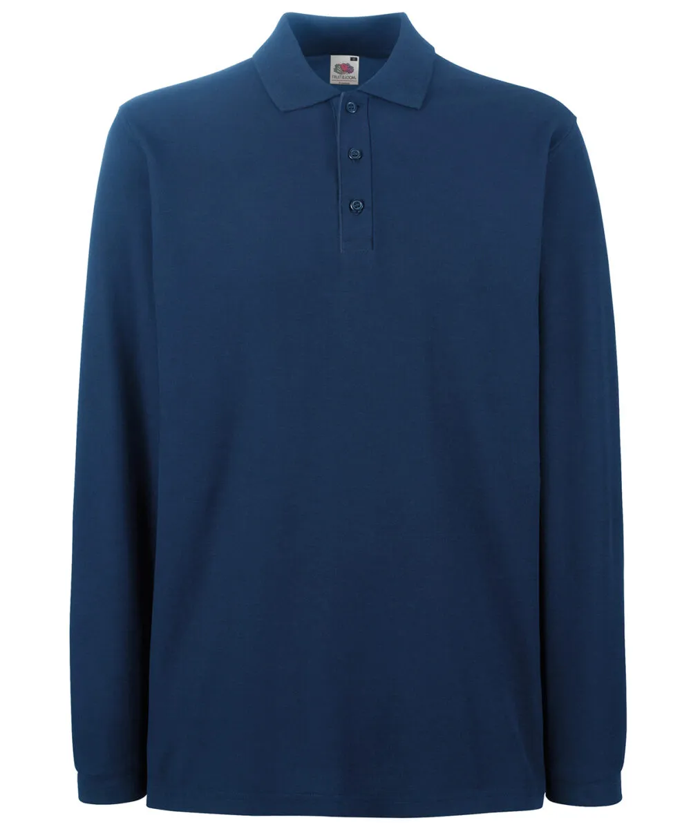 Premium long sleeve polo in Navy