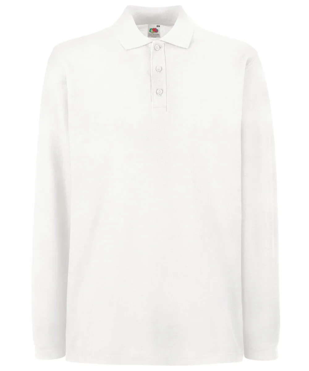 Premium long sleeve polo in White