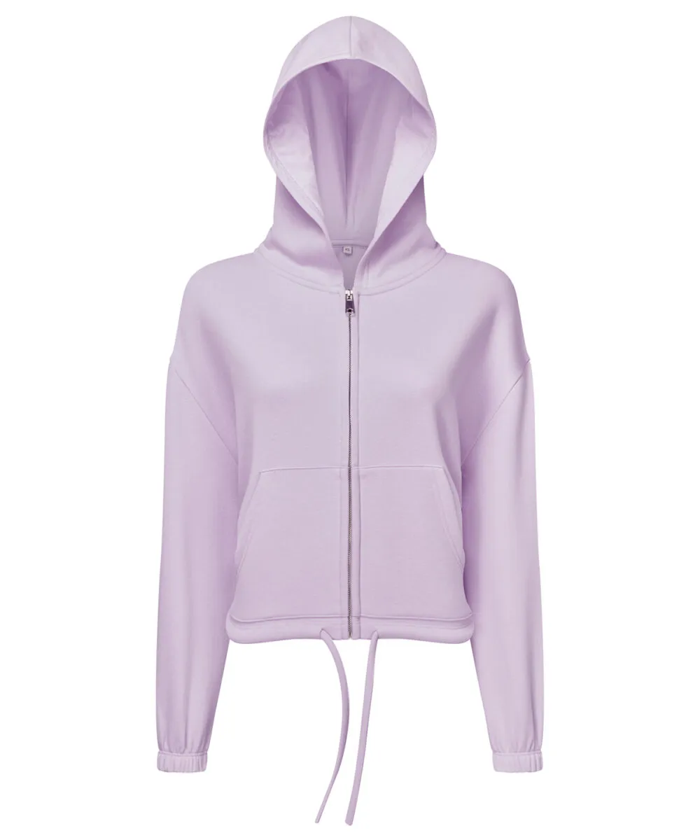 Women's TriDri® recycled cropped oversize full-zip hoodie in Lilac