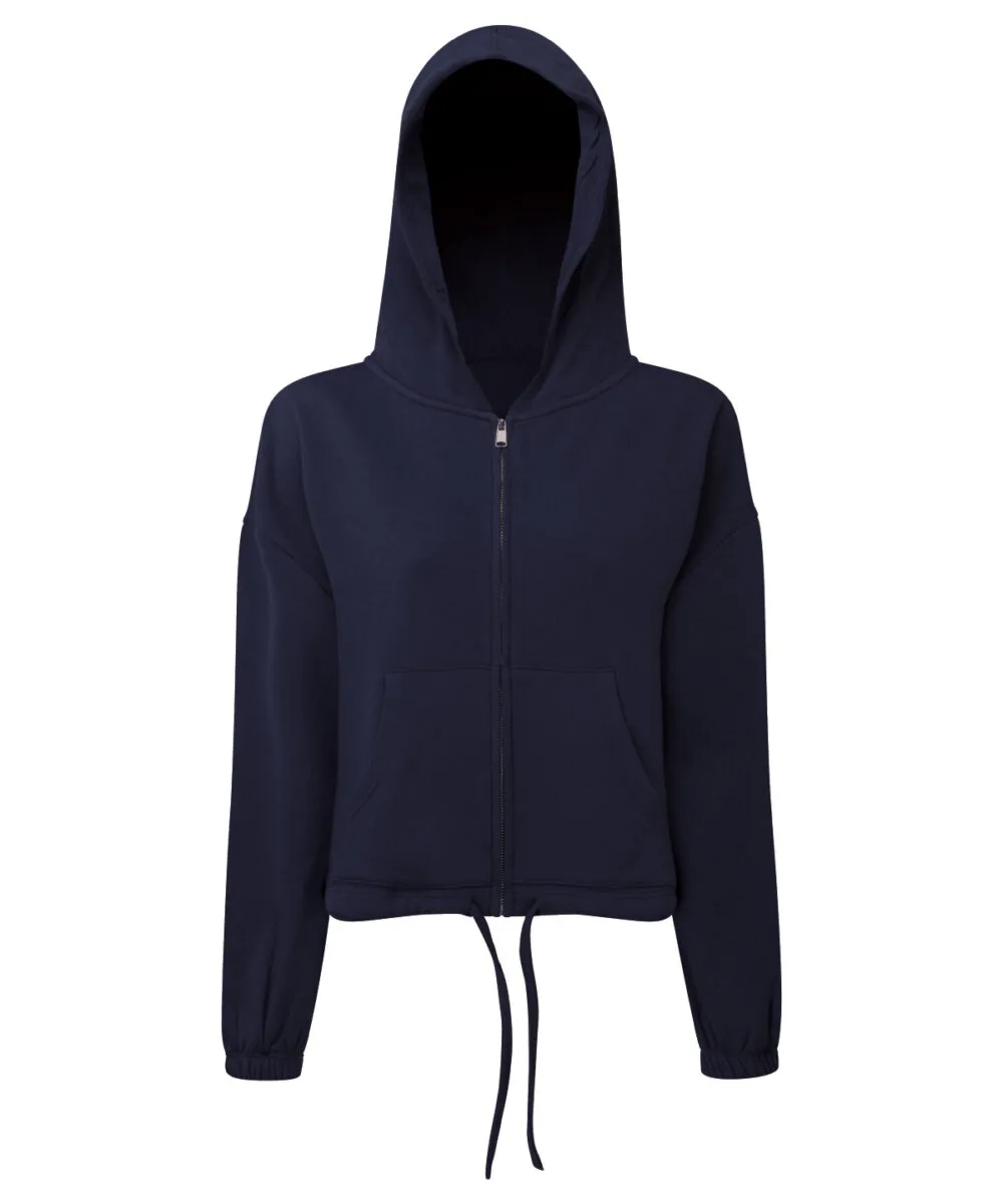 Women's TriDri® recycled cropped oversize full-zip hoodie in Navy
