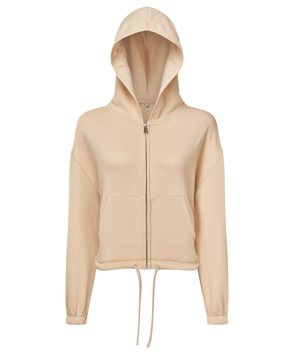 Women's TriDri® recycled cropped oversize full-zip hoodie in Nude