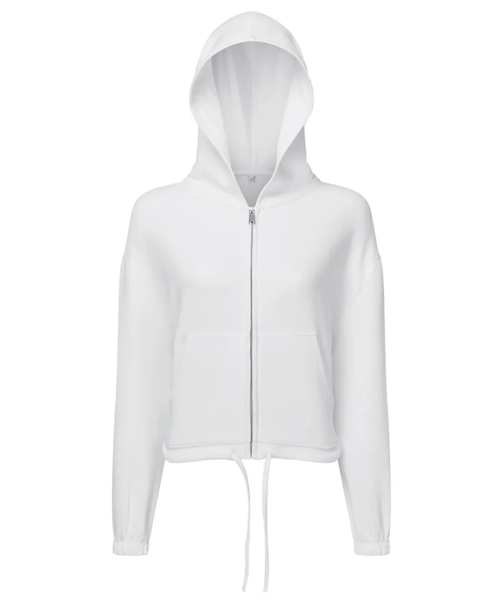 Women's TriDri® recycled cropped oversize full-zip hoodie in White