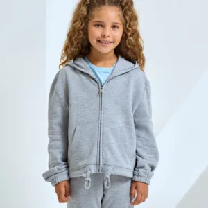 Kids TriDri® recycled cropped oversize full-zip hoodie