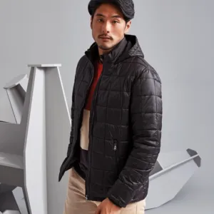 Box quilt hooded jacket