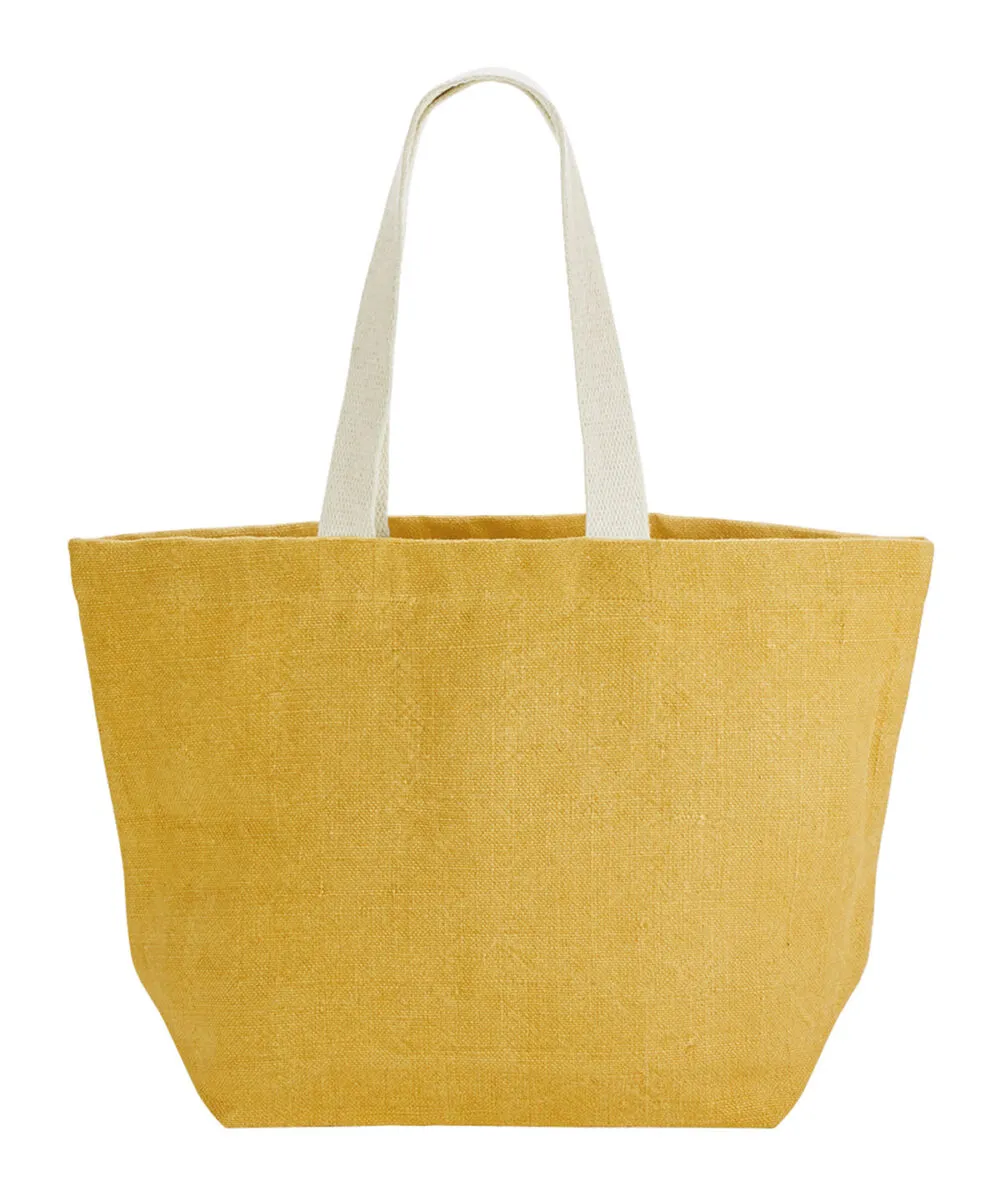 Soft washed jute beach bag in Saffron