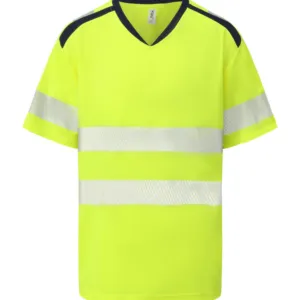 Hi-vis mandarin collar comfort trim t-shirt (HVJ430)