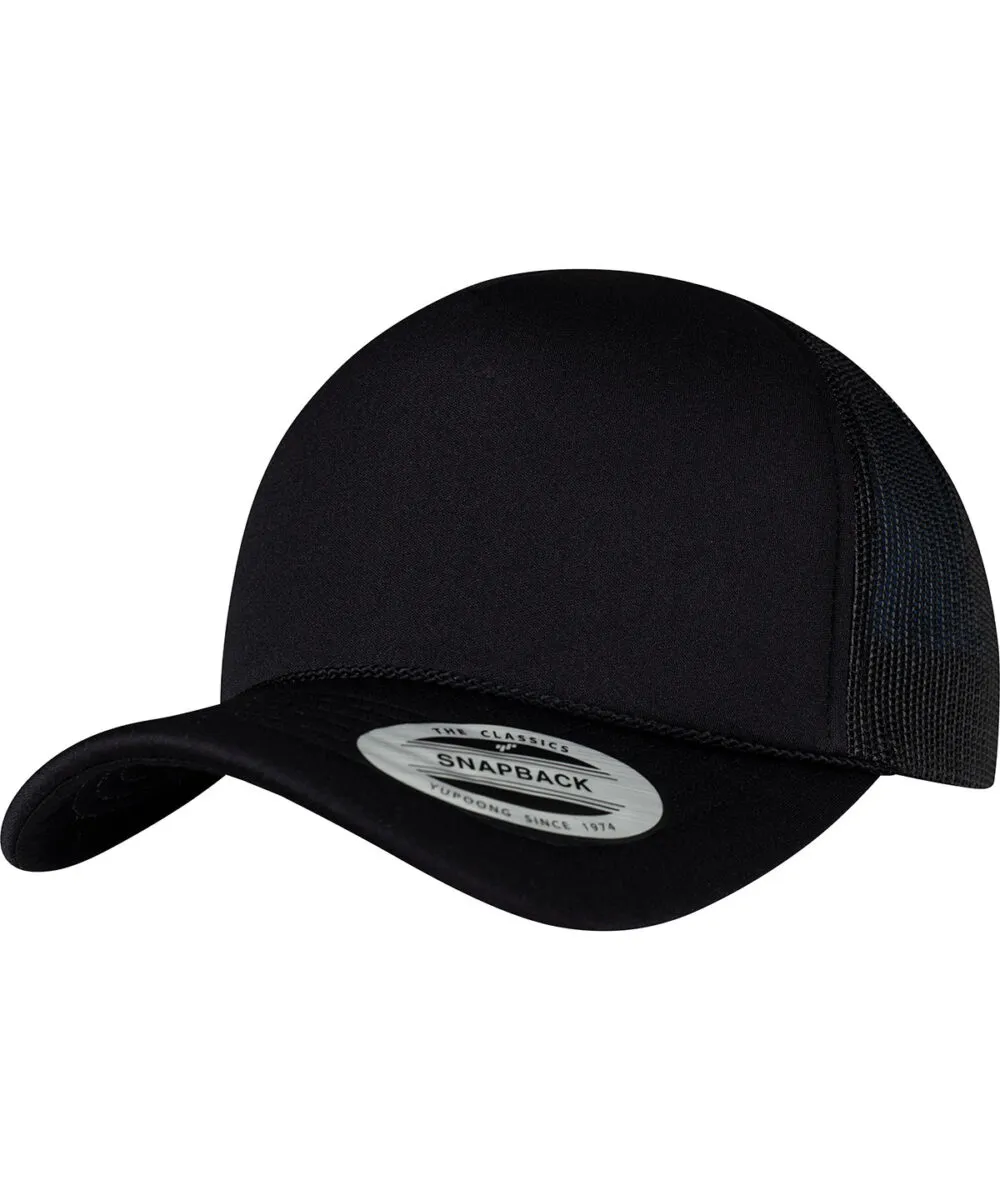 Foam trucker cap curved visor (6005FC) in Black/Black/Black
