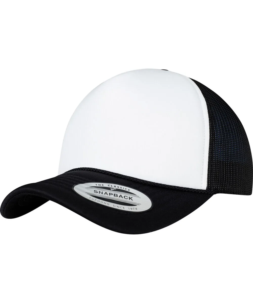 Foam trucker cap curved visor (6005FC) in Black/White/Black